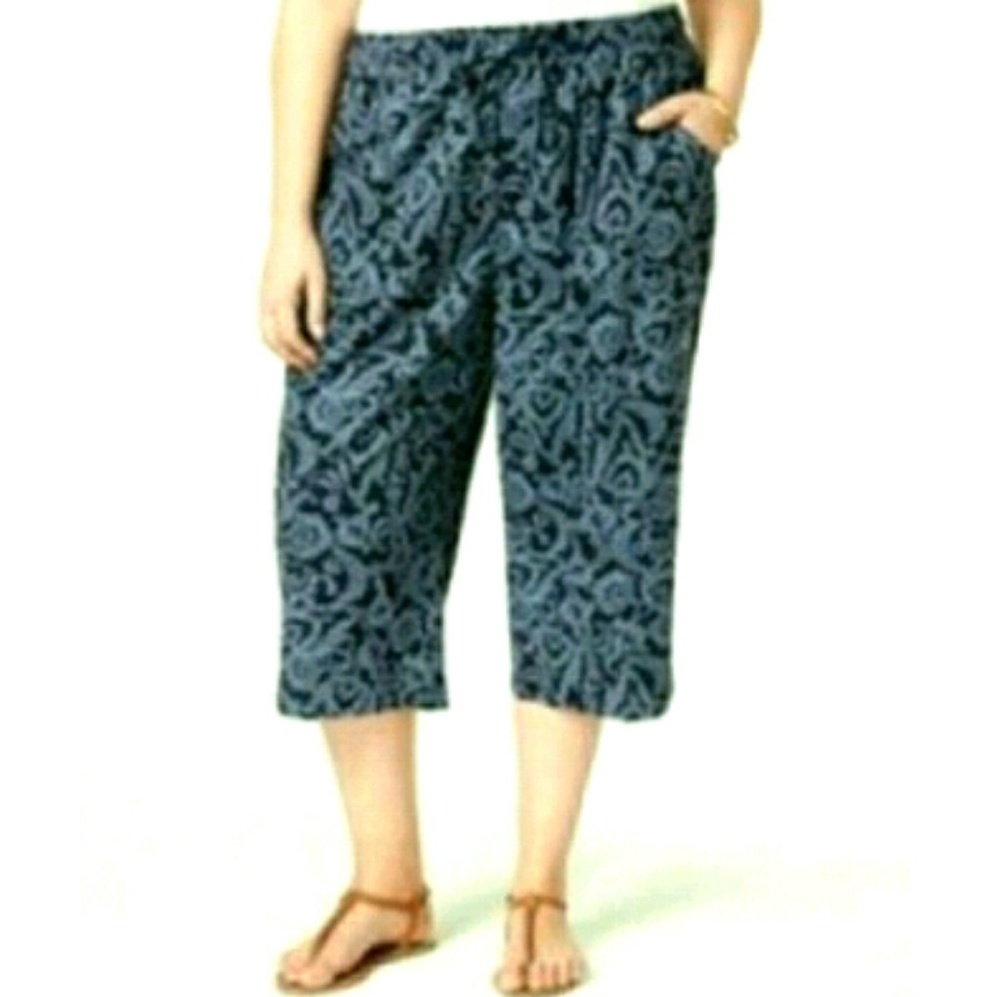 🆕 Swirly Blue Capri Comfort Casual Pants